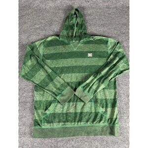 DC Shoes Mens Large Green Striped Lightweight Hoodie Sweatshirt Skateboarding